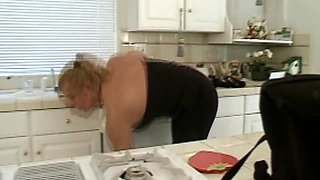 Dominant Blonde Torments Submissive MILF in the Kitchen