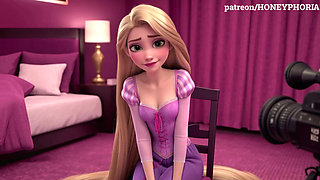 Shy Rapunzel in Sex Casting! Innocent Princess Does First Blowjob, Deepthroat & Handjob Tangled 3D cartoon  animation