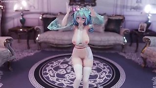 MikuMotion's 3D Hatsune Miku (g)i-Dle Queen Striptease - Busty Jiggle in Tight Uniform