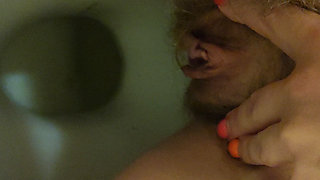 MILF Pee Close up View in the Toilet From Hairy Pussy