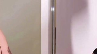 Two hot big tittied lesbians kiss with latex gloves!