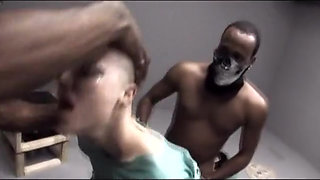 Shaved girl gets DP'd by two BBC's