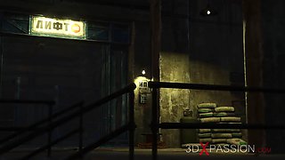 Russian soldiers fucks hard a young police officer in the basement