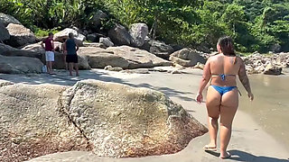 Hot Brunettes in Thong Bikini on the Trail of the Deserted Beach Delicious