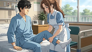 Big tits Nurse seduce her patient by touching his dick while treatment