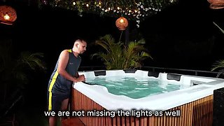 Tommymiller fucks horny Latina technician with hard cock after catching her masturbating in jacuzzi - Big Tits, Big Ass, Colombian MILF