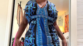 Chubby Ebony in Dress Showing Her Big Tits & Ass