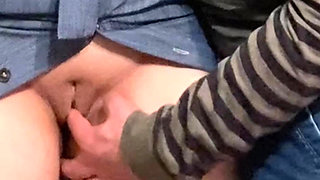 Dirty Hobby! Old Man Fingering Perfect Pussy in Public