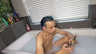 Bored as Hell Pumping My Cock in the Tub with My Bathmate