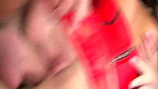 Brunette in Red Lingerie Takes Thick Cock Anal