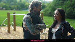 Lucky Man And Cara Mella In Fucks Gorgeous Uses His Big Uncut British Cock In Both Holes!