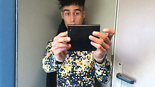 Jerk off at a Train Toilet