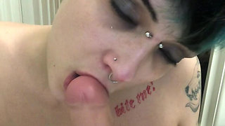 Goth Solo Blue Hair Solo Sloppy BJ