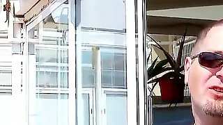 Skinny teen waitress Hannah Montana is approached by two guys and taken to fuck