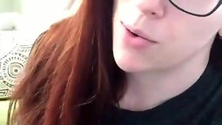 Redhead Nerd in Glasses Dildo BJ and Deep Pussyfuck