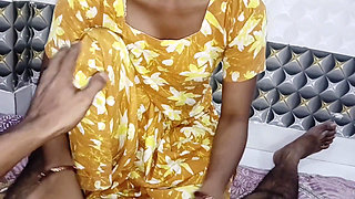 Indian Wife Yellow Dress Passionate Sex & Blowjob - Homemade