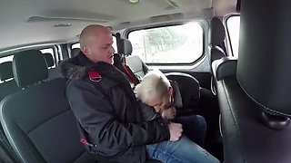 Blonde MILF Gives Good Car Blowjob