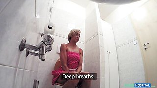 Toilet fuck with a doctor and a hot long-legged babe Lady Delicious