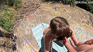 Insane Legendary Fuck on Nudist Sea Cliff: Explosive Squirt & Giant Cumshot with AlmaSol
