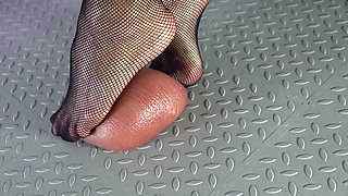 Dildo Big Balls Trampling by Beautiful Feet