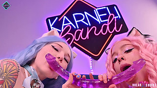 Two Cats and a Double Dildo in All Holes