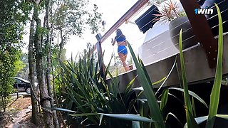 Fucking the busty brunette in the lounge for the neighbors to see  Fernanda Ribeiro  Part 2
