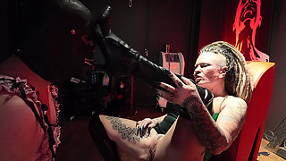 Domina Dark Puts Sparks in His Hairy Ass