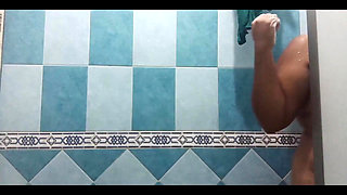 Karmica Chubby Mexican Pregnant in the Shower After Going to the Beach