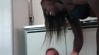 Naughty Brazilian Couple, Having Sex in the Kitchen, Interracial.
