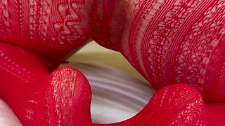 Red pantyhose showing