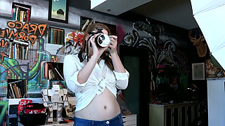 Red Pillows and a Tattooed Roommate - Redhead Licks Her Until She Shakes