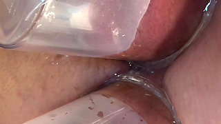 Extreme Close up Double Vacuum Pumping Ass and Pussy