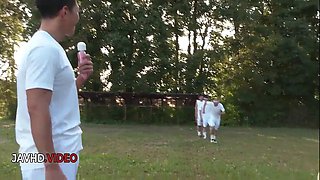 Sweet Japanese MILF Sara Saijo Enjoys Outdoor Gangbang Delight